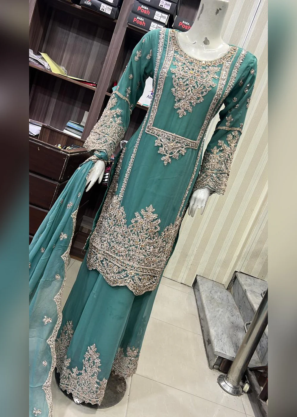 SHAZ9008 Chiffon Embroidered Mummy n Me Outfit - Image 9