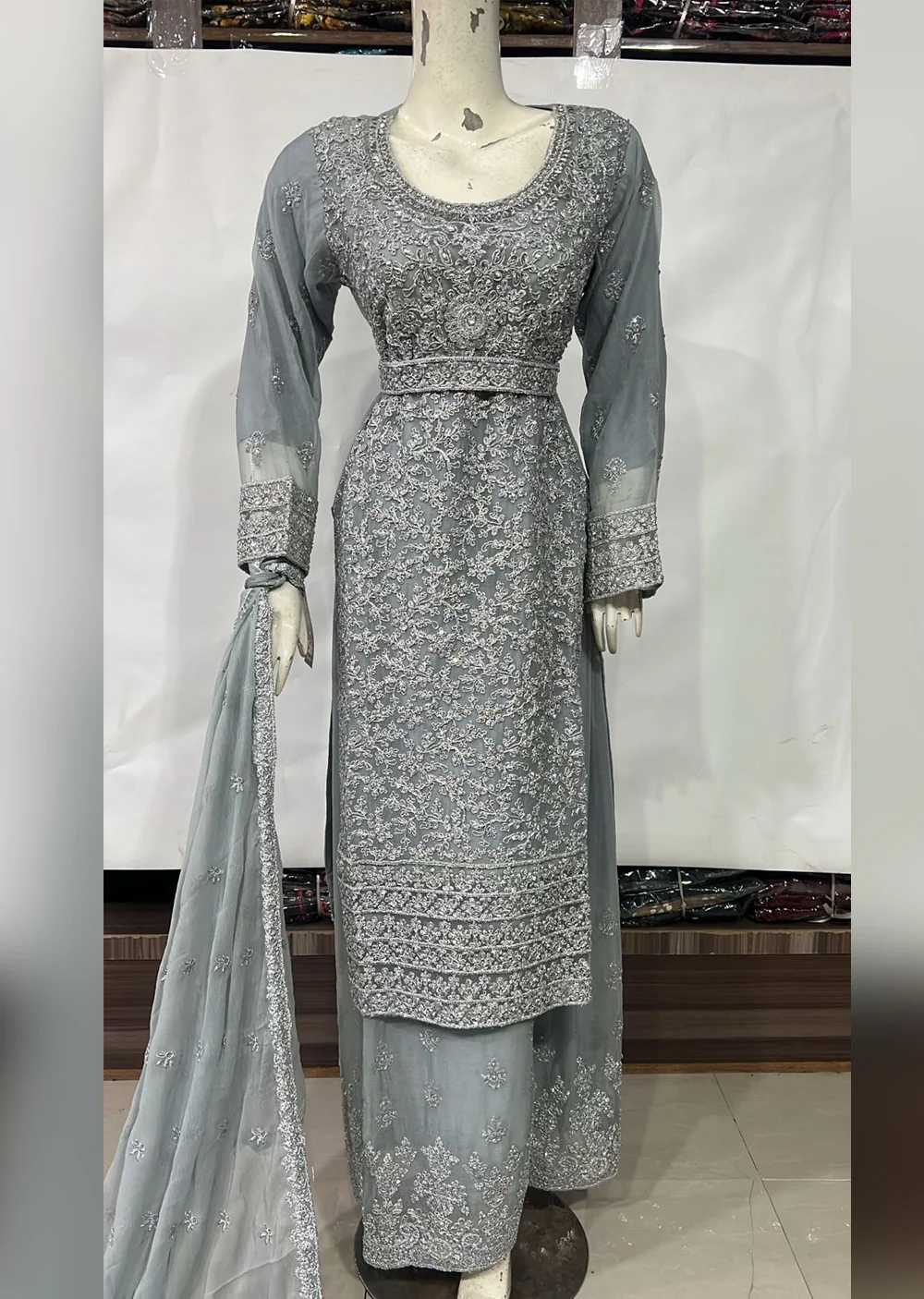 SHAZ9009 Chiffon Ghotta Work Suit - Image 4