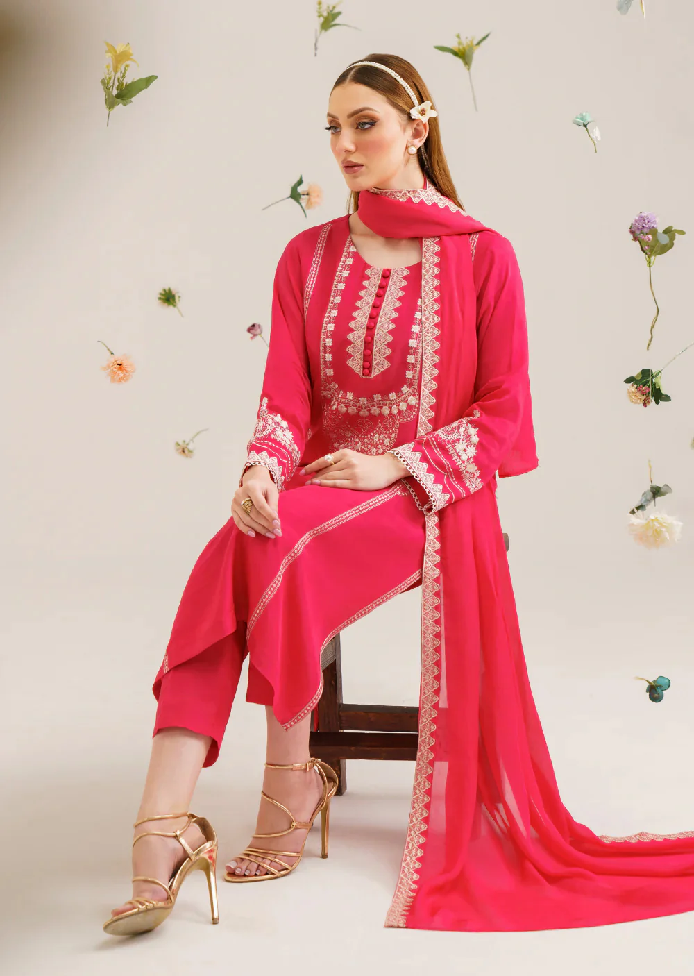 Shibra - Readymade 3 Piece Garnet Suit - Image 2