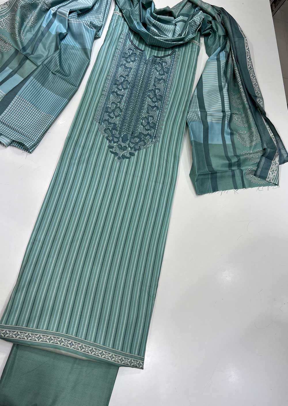 SHN212 Unstitched Embroidered Dhanak Suit
