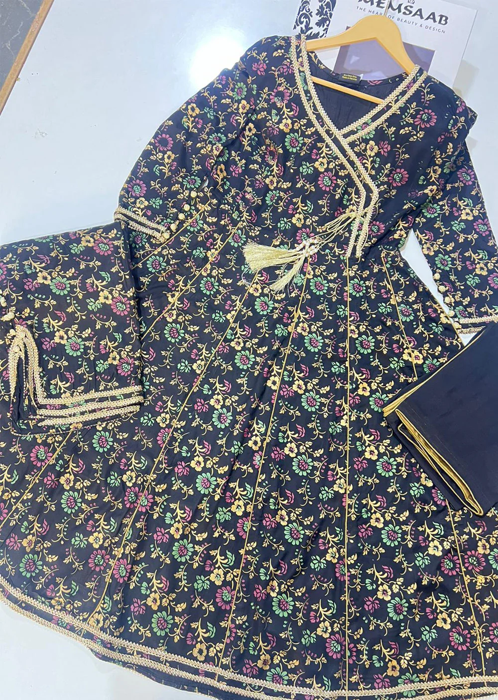 SJ-113 Black Readymade Slub Khaddar Suit