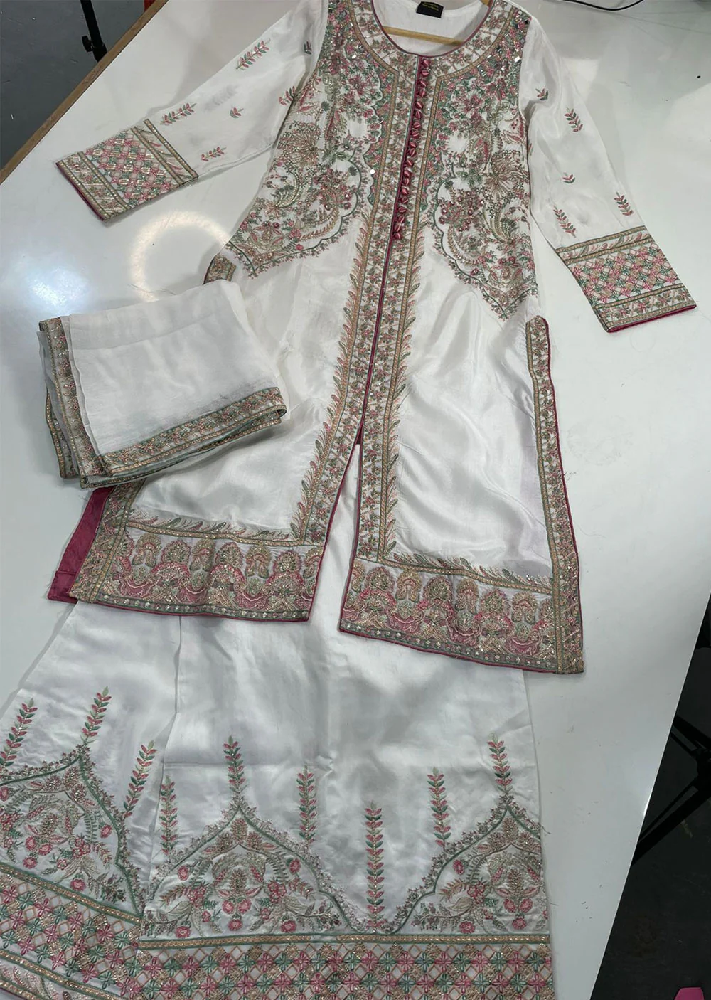 SJ1005 White Readymade Fancy Raw Silk Suit - Image 5