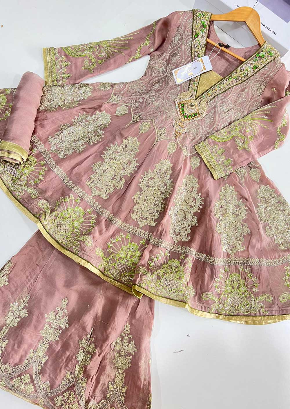 SJH019 Pink Readymade Fancy Chiffon Suit - Image 3