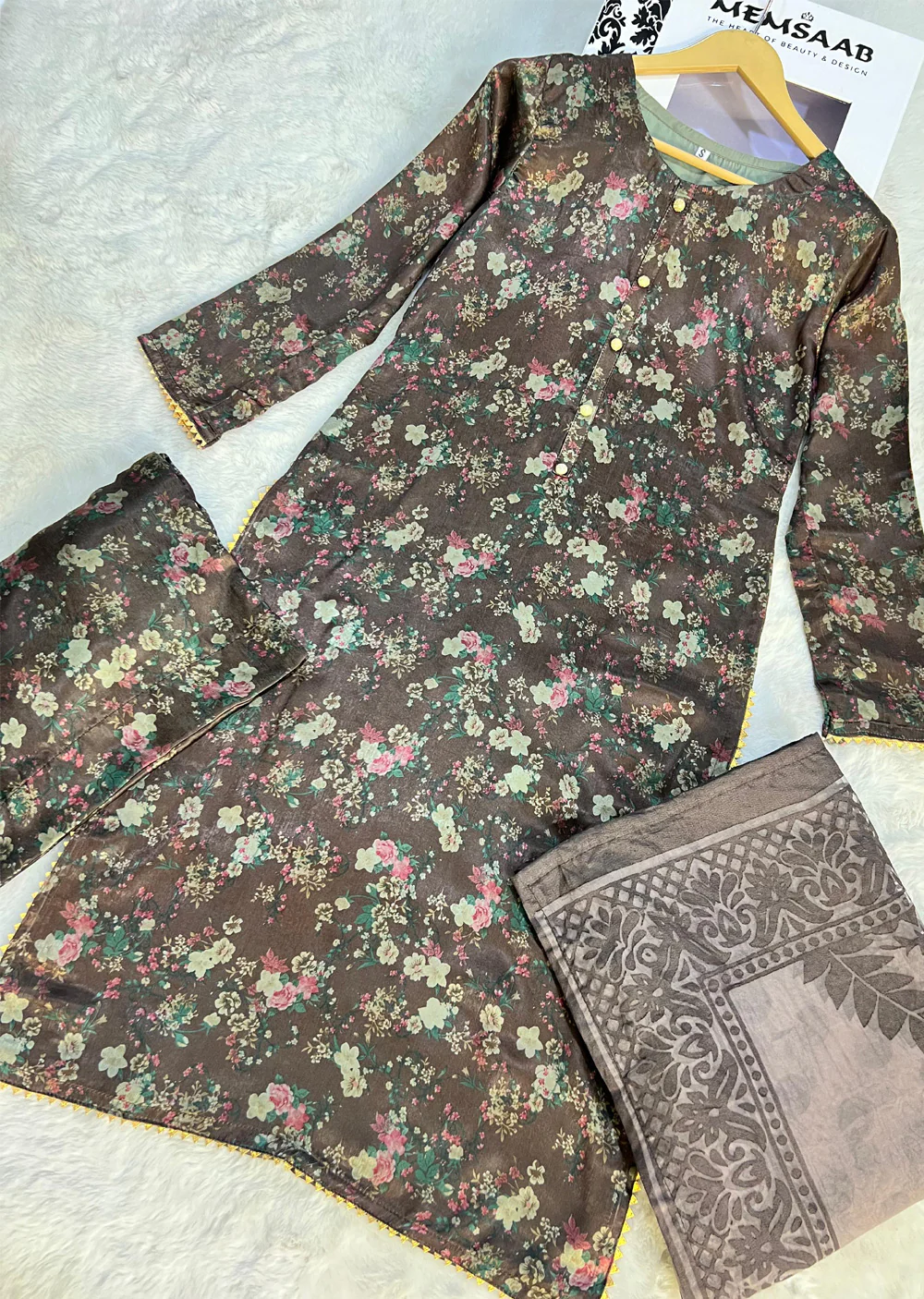 SLM617 Soneli - Readymade Brown Silk Suit