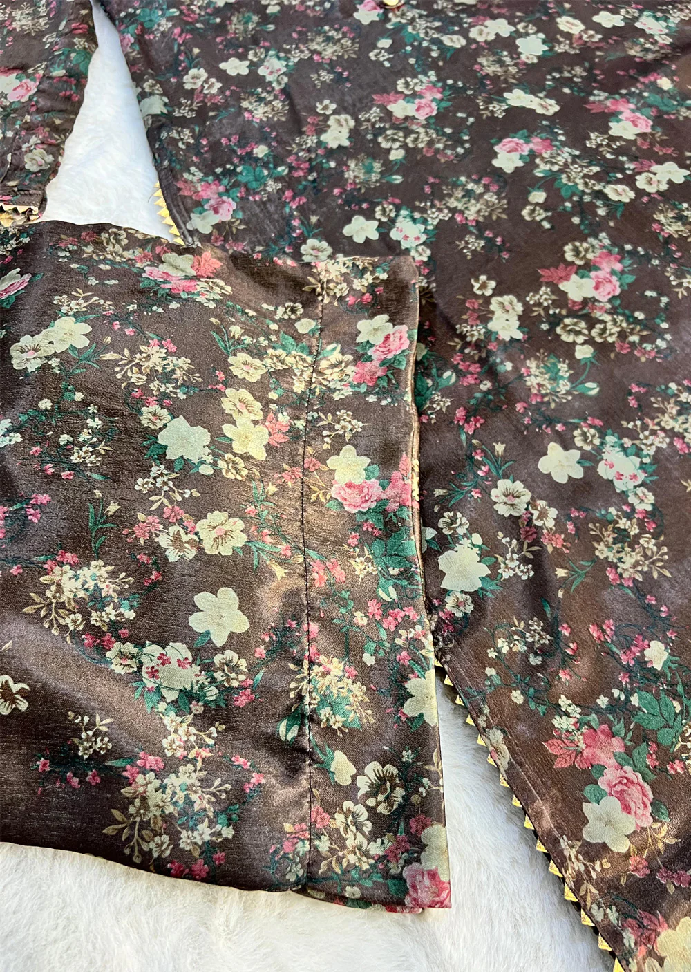 SLM617 Soneli - Readymade Brown Silk Suit - Image 2
