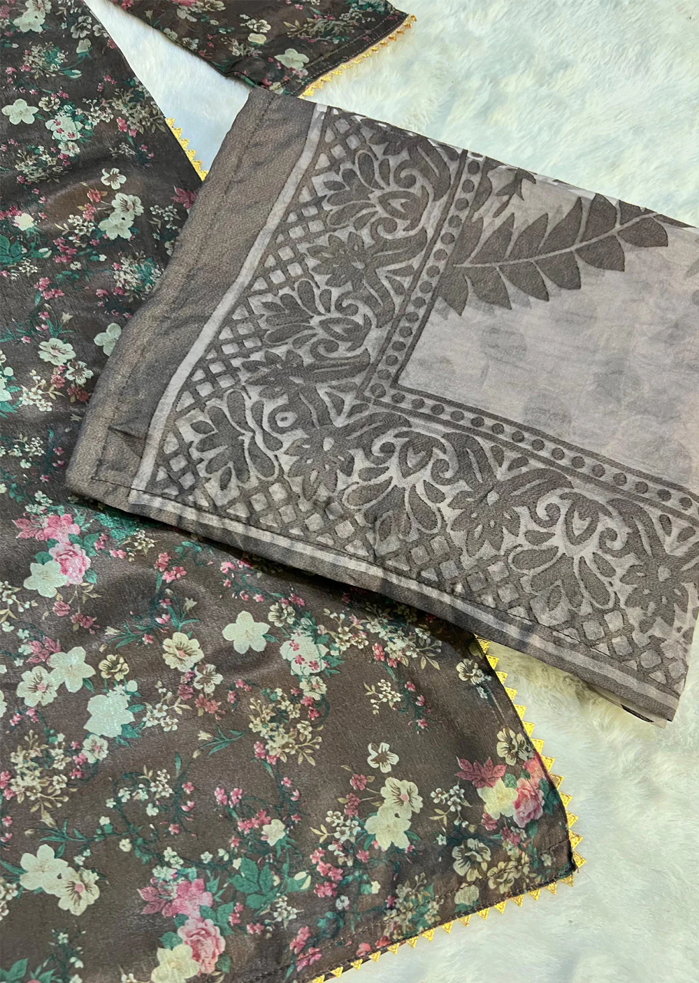 SLM617 Soneli - Readymade Brown Silk Suit - Image 3