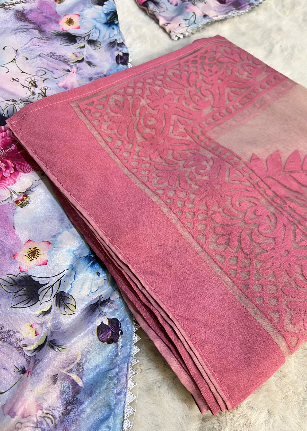 SLM619 Soneli - Readymade Lilac Silk Suit - Image 2
