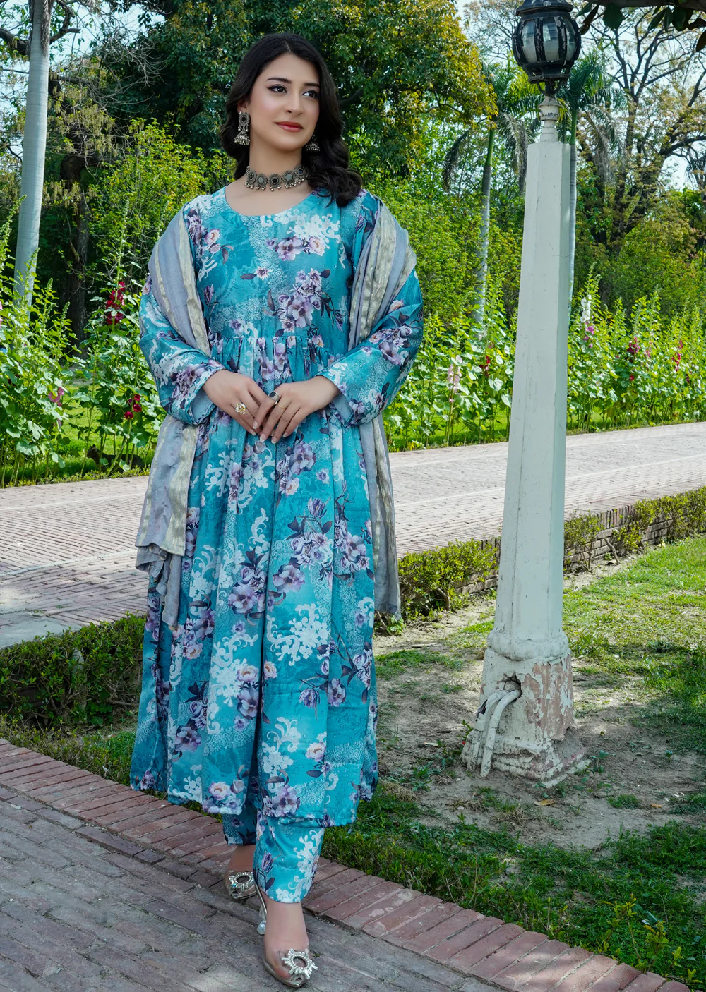 SLMPR-07 - Skyblue - Readymade - High Quality Printed Suit 2025