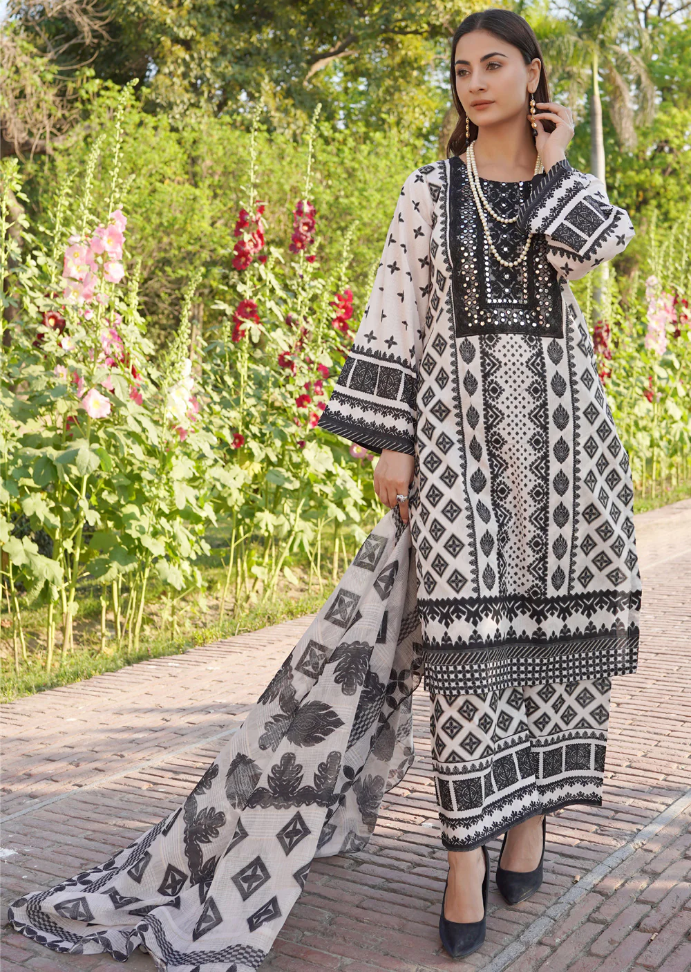 SLMPR-12 - Black/Wht - Readymade - High Quality Printed Suit 2025 - Image 2