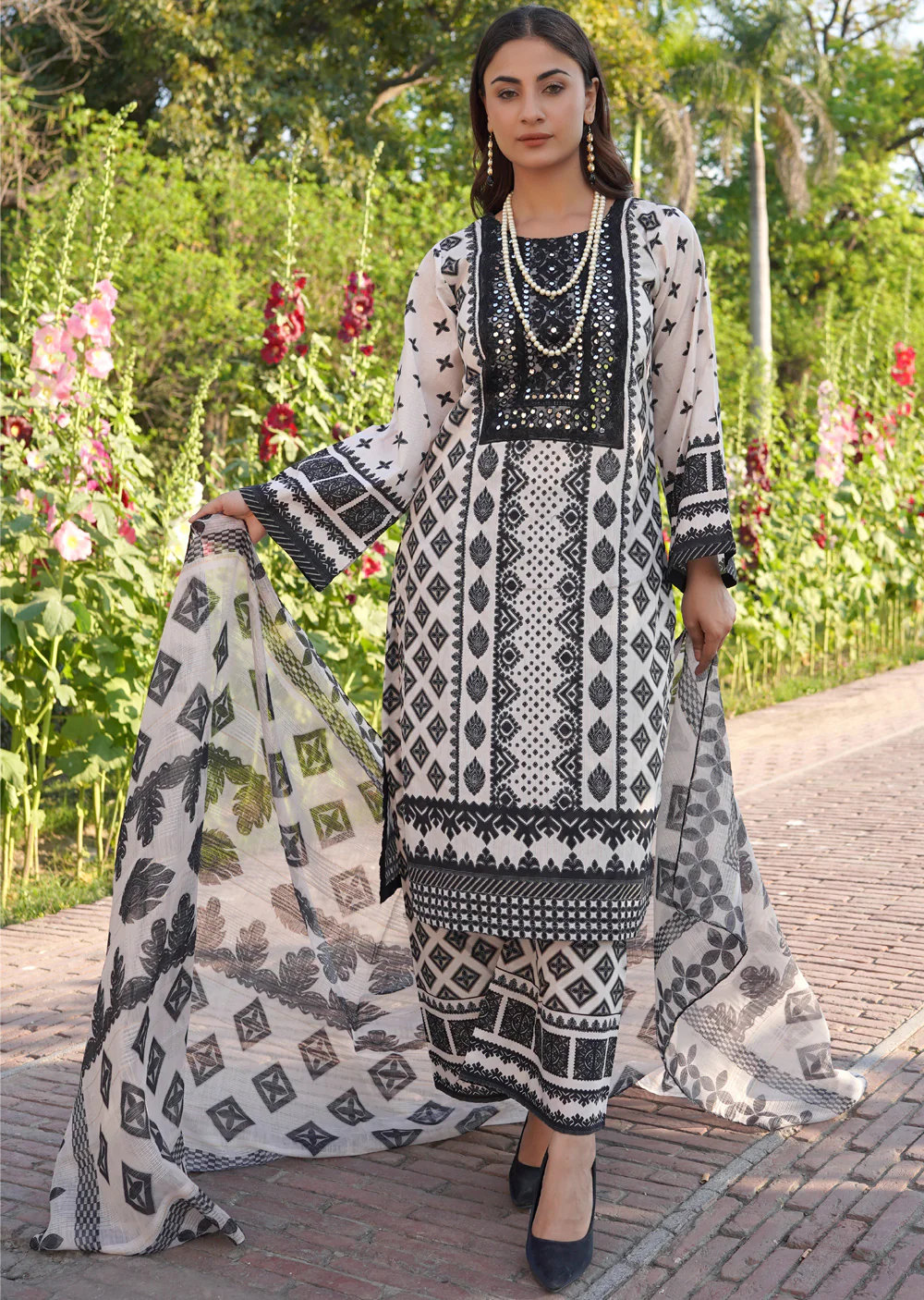 SLMPR-12 - Black/Wht - Readymade - High Quality Printed Suit 2025 - Image 4