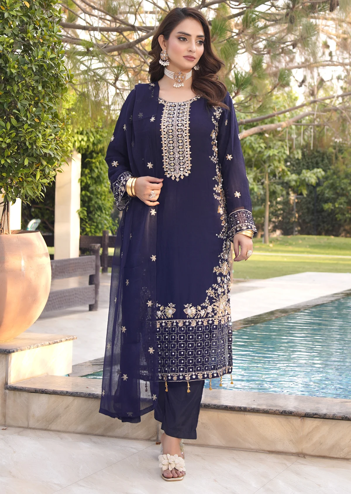 SLMPR-14 - Readymade - Chiffon Partywear Suit 2025
