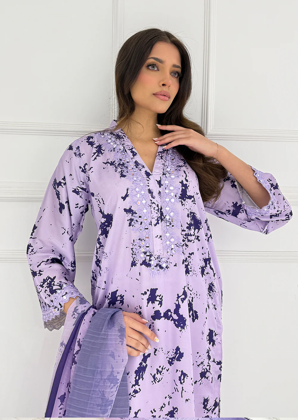 SMR3102 Yumna - Lilac Readymade Silk Suit - Image 7