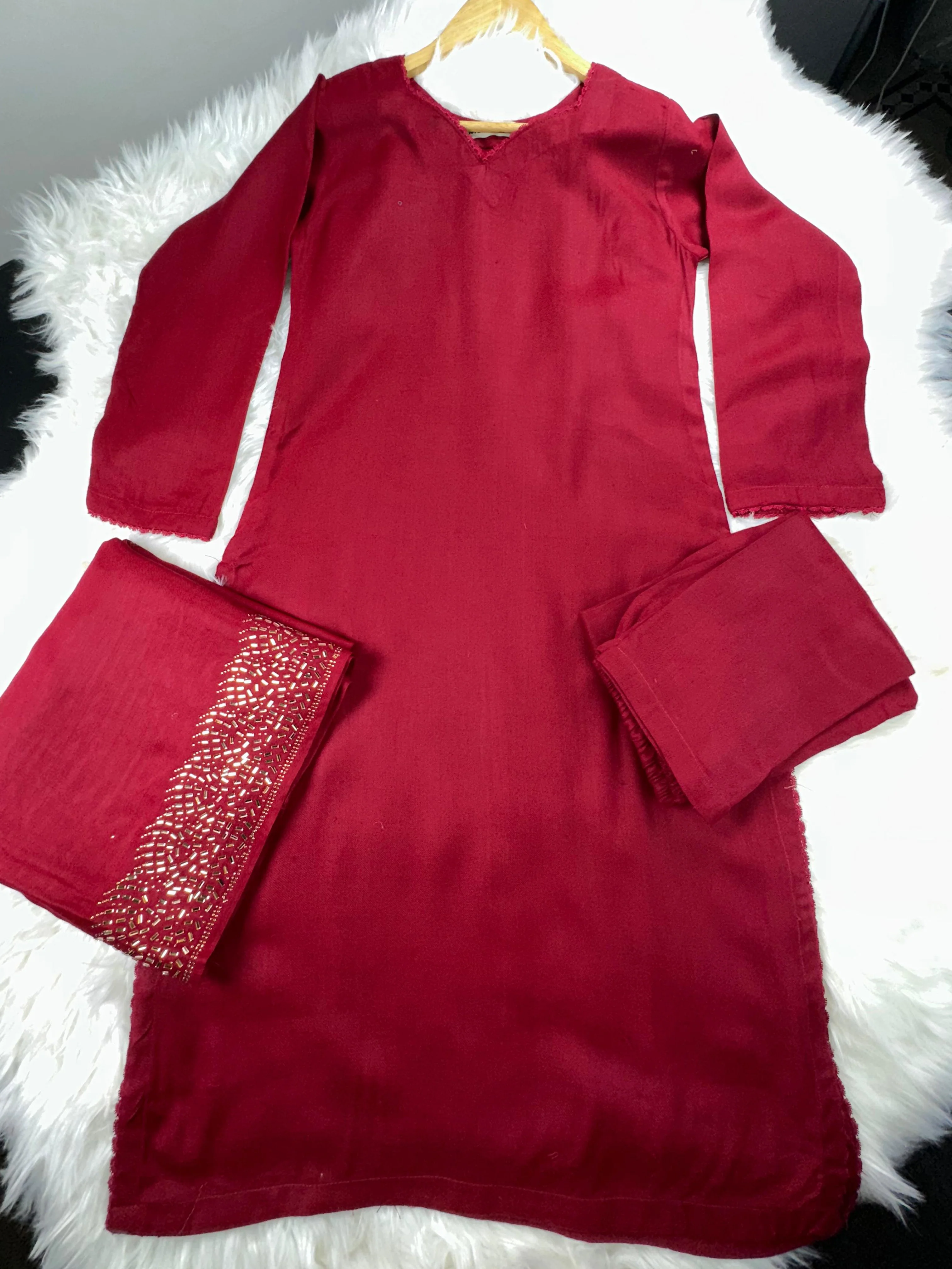 SMR3118- Maroon - Wool winter suit Suit 2024