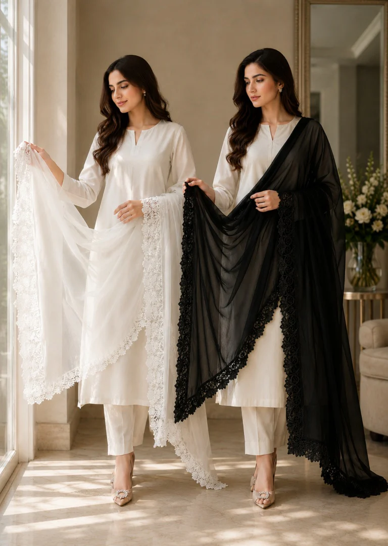 SMRF - 31 - Chiffon Dupatta BIG Lace