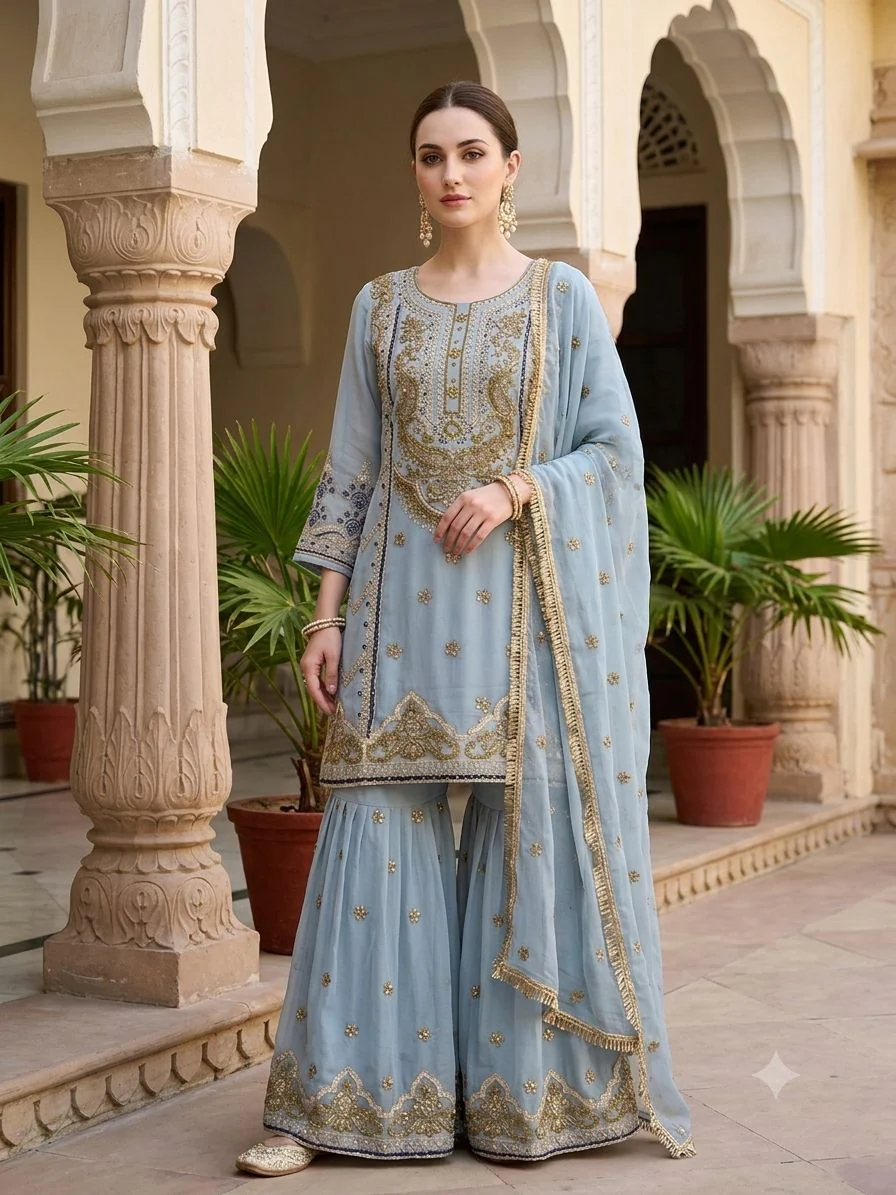 SN61 - Readymade - 3 Piece Chiffon  Outfit - Image 2
