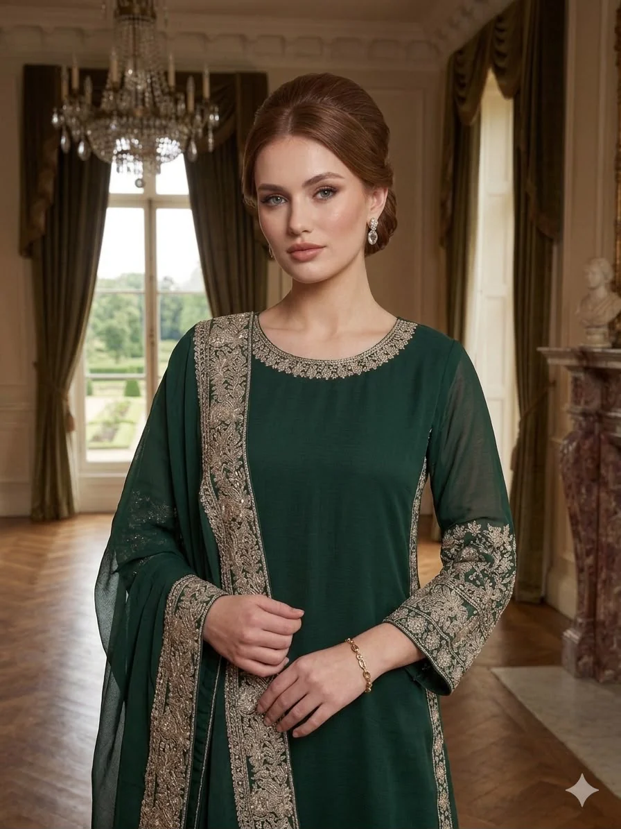 SN61 - Readymade - 3 Piece Chiffon  Outfit - Image 3