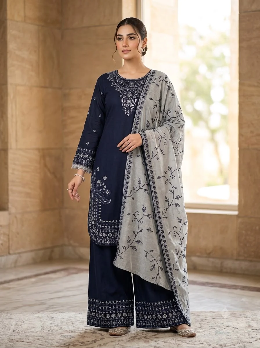 SN73 - Readymade - 3 Piece Lawn Outfit - Image 2