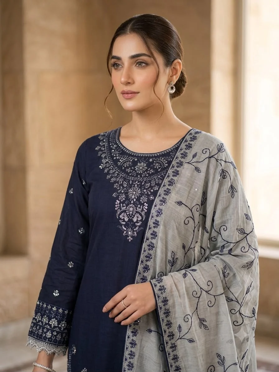 SN73 - Readymade - 3 Piece Lawn Outfit - Image 3