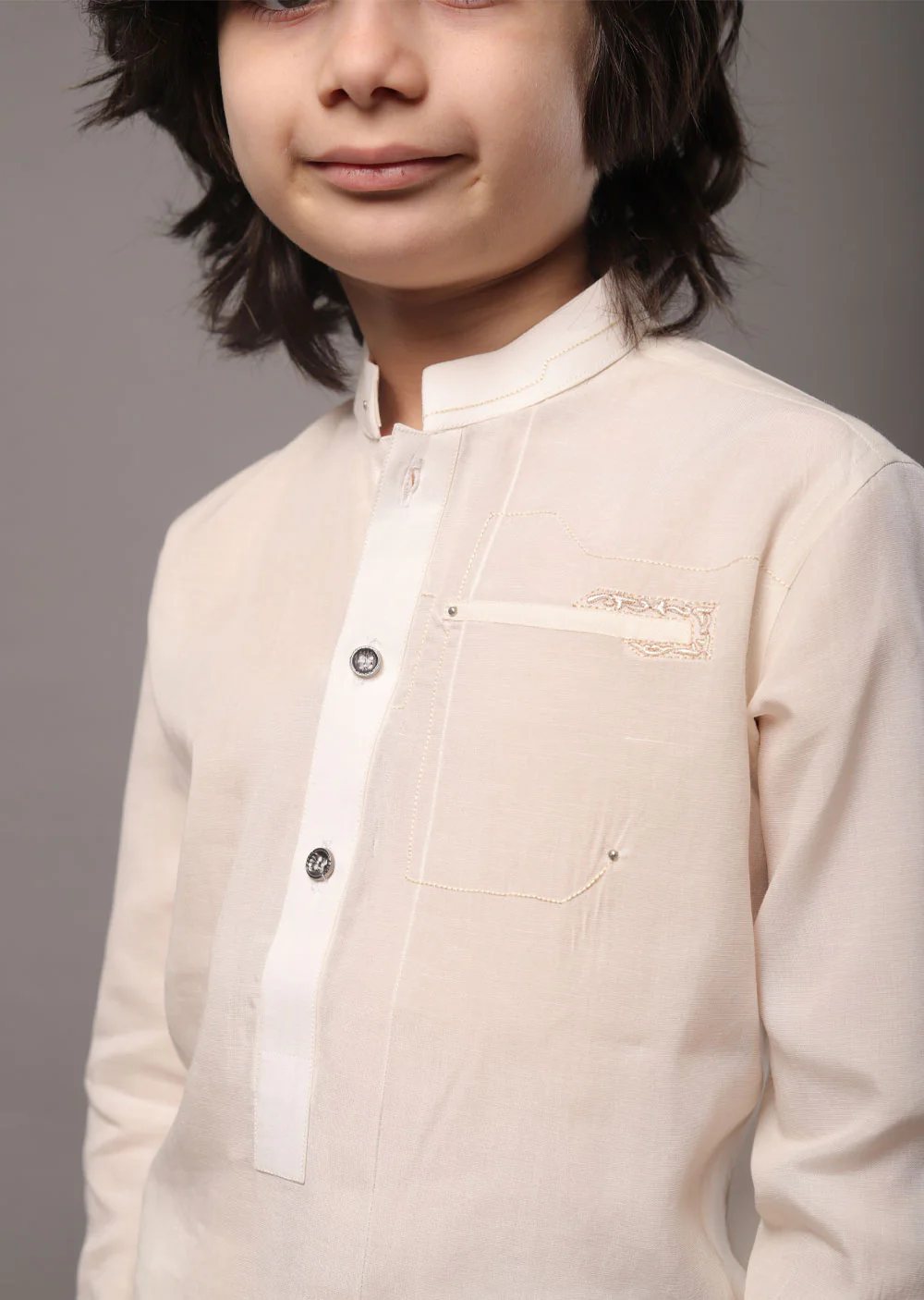 SPL2004 Readymade Off White Boys Kurta Pajama - Image 2