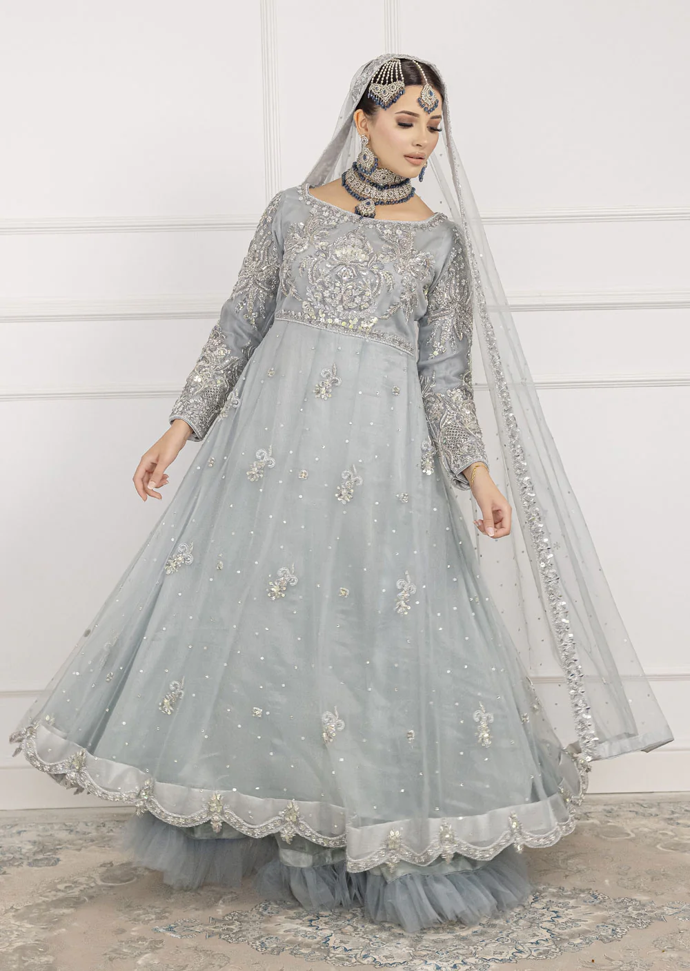 SRB1205 - Rehana - Duck Blue Sehrish.B Designer