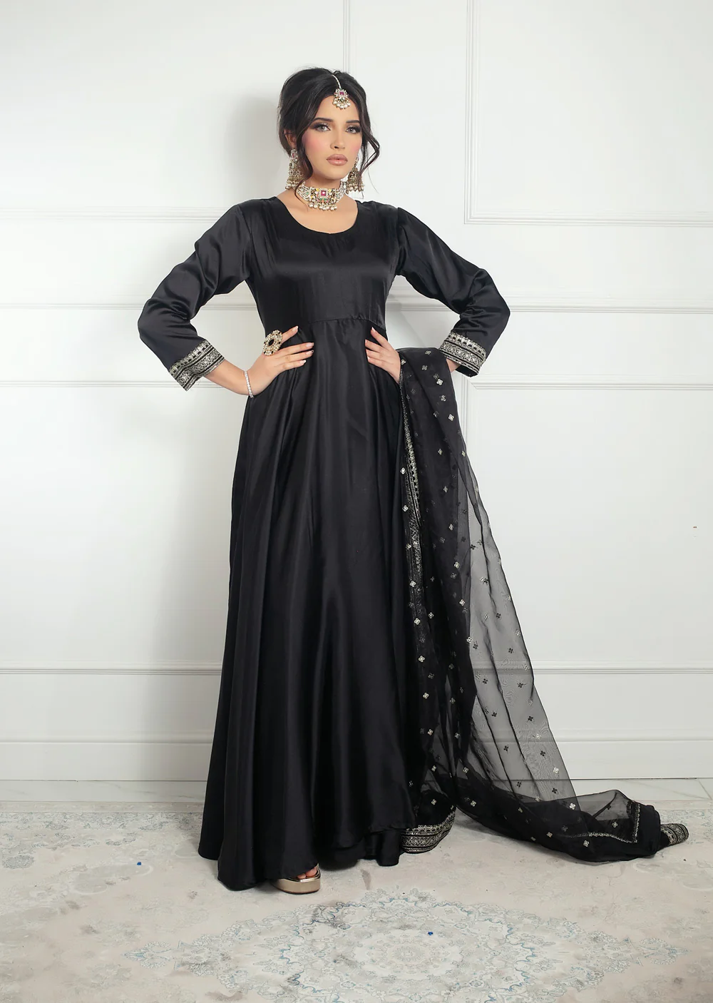SRB1217 - Silk - Black- Sehrish.B Designer - Image 2