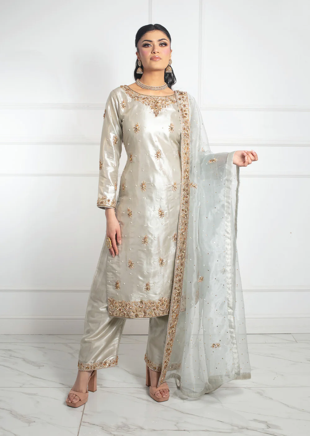 SRB1319 - Grey - Readymade - Sehrish.B Designer