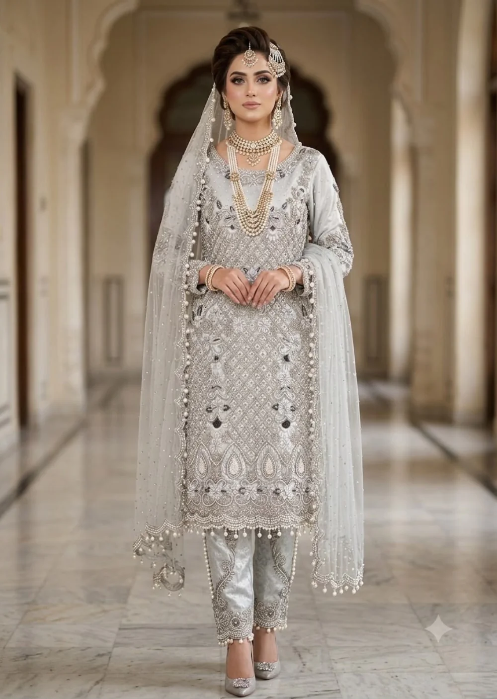 SRB137 GREY NET Sehrish.B Designer