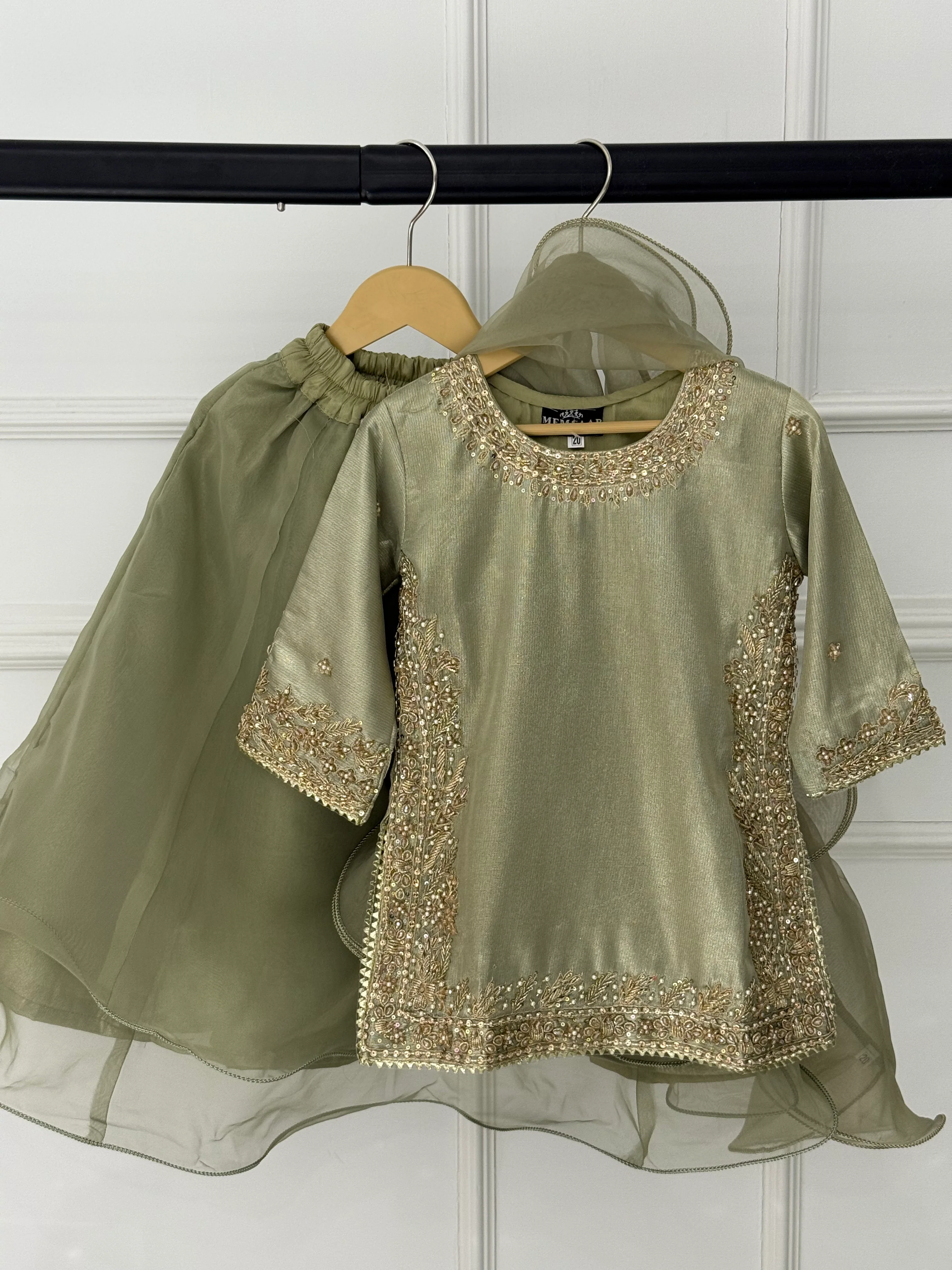 SRB1408 - Saiyaara - Sage Green Sehrish B Designer - Image 10