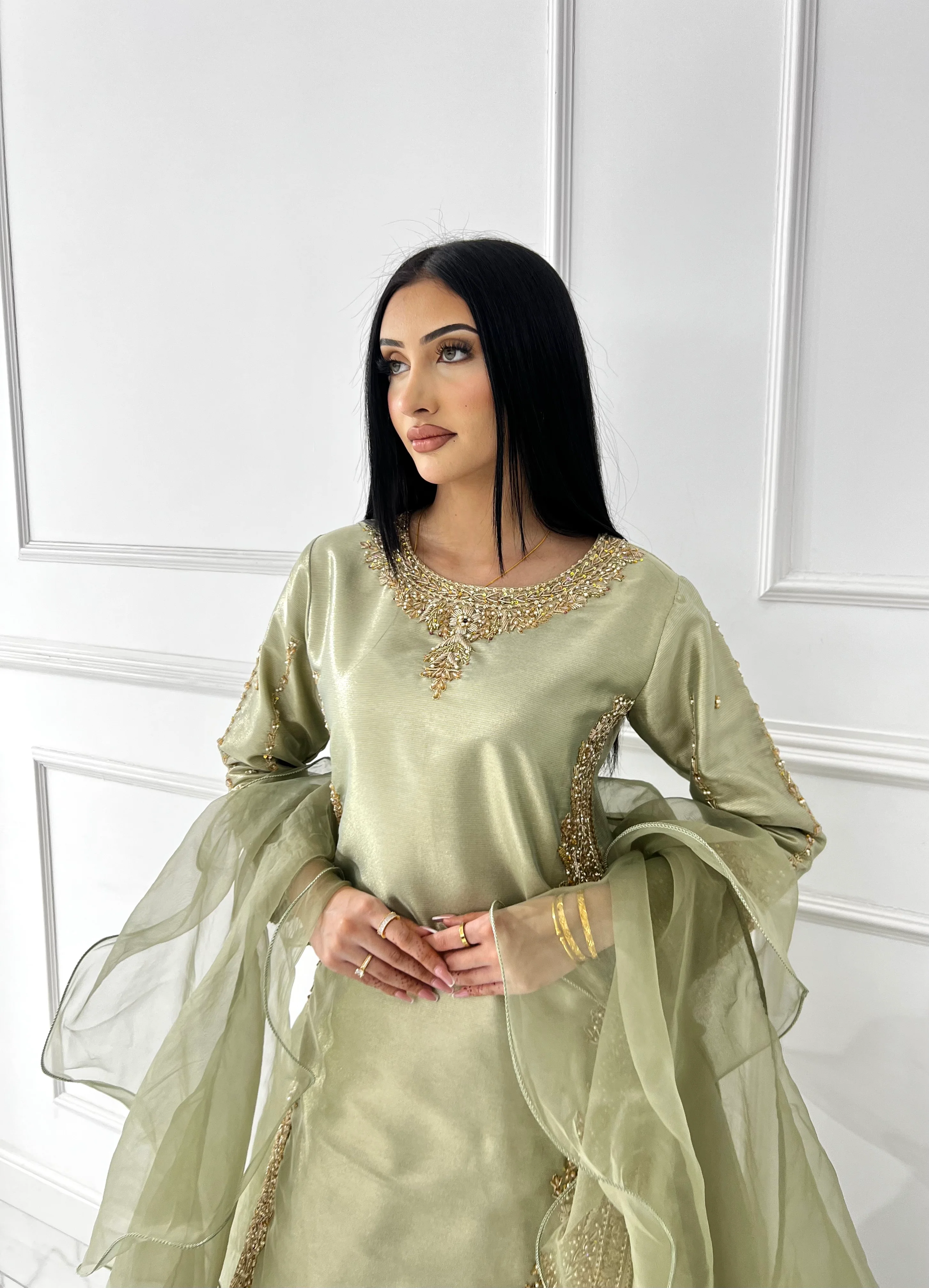 SRB1408 - Saiyaara - Sage Green Sehrish B Designer - Image 18