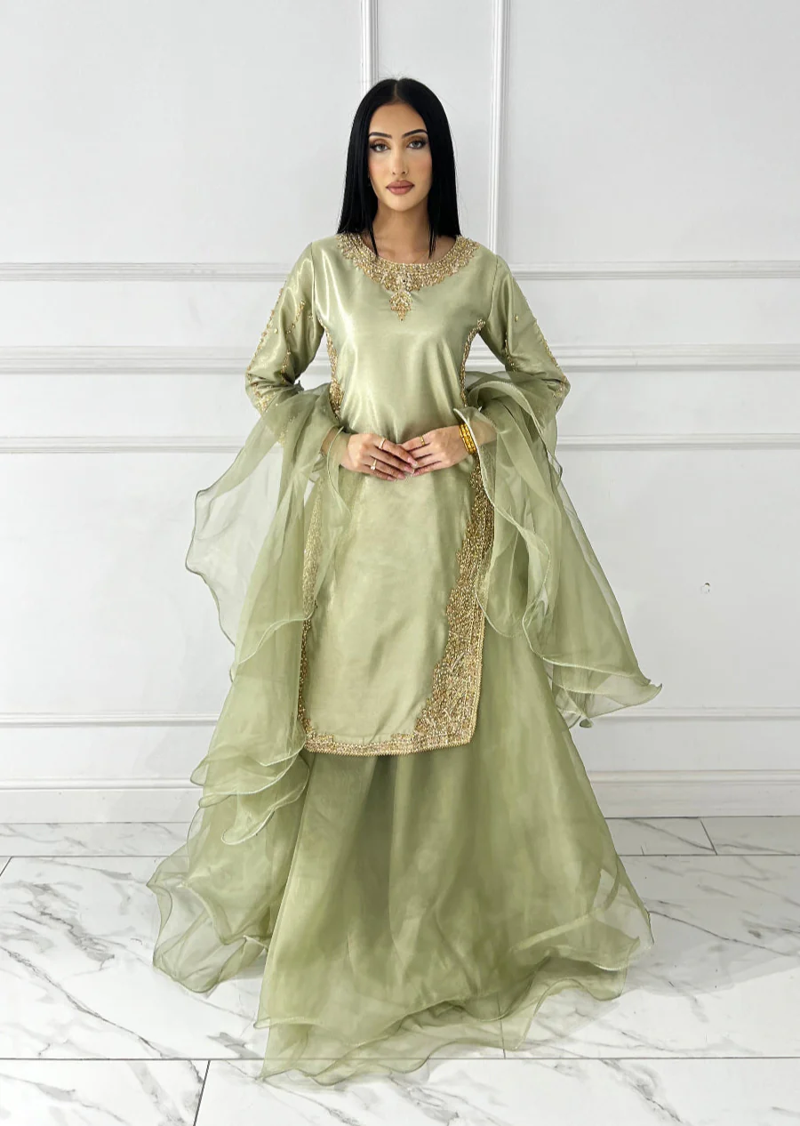 SRB1408 - Saiyaara - Sage Green Sehrish B Designer - Image 3