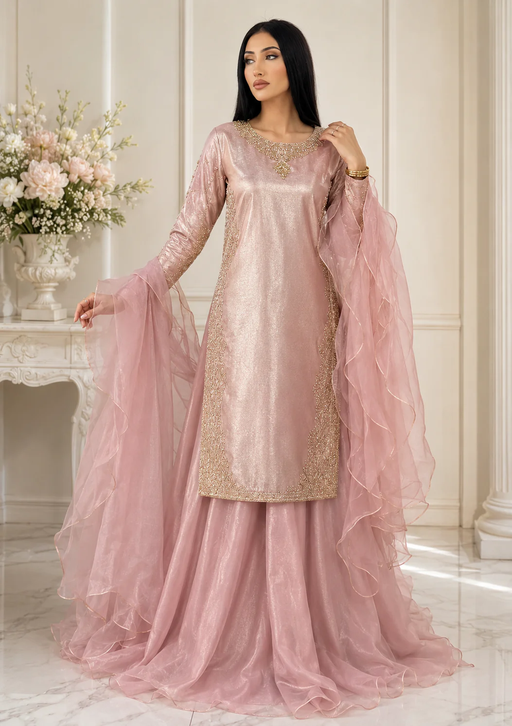 SRB1408 - Saiyaara - Sage Green Sehrish B Designer - Image 4