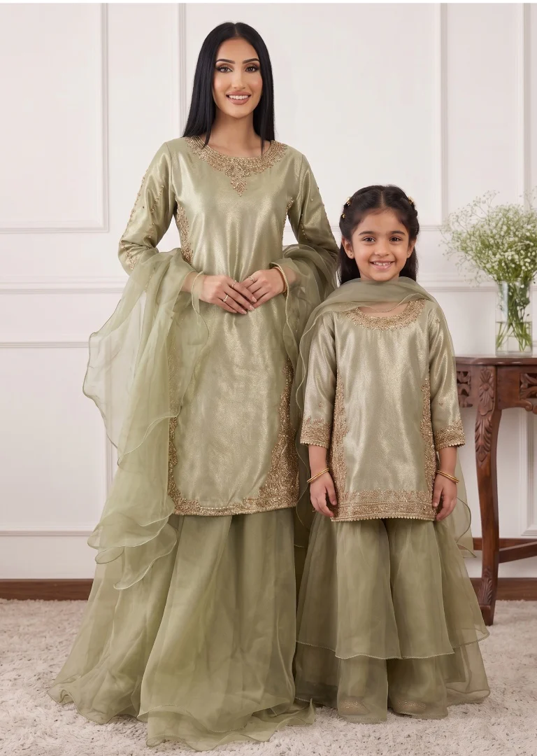 SRB1408 - Saiyaara - Sage Green Sehrish B Designer - Image 5
