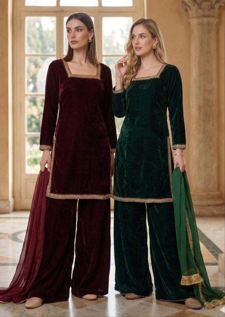 SRB2709 -Readymade Maroon Velvet Sehrish B Formals