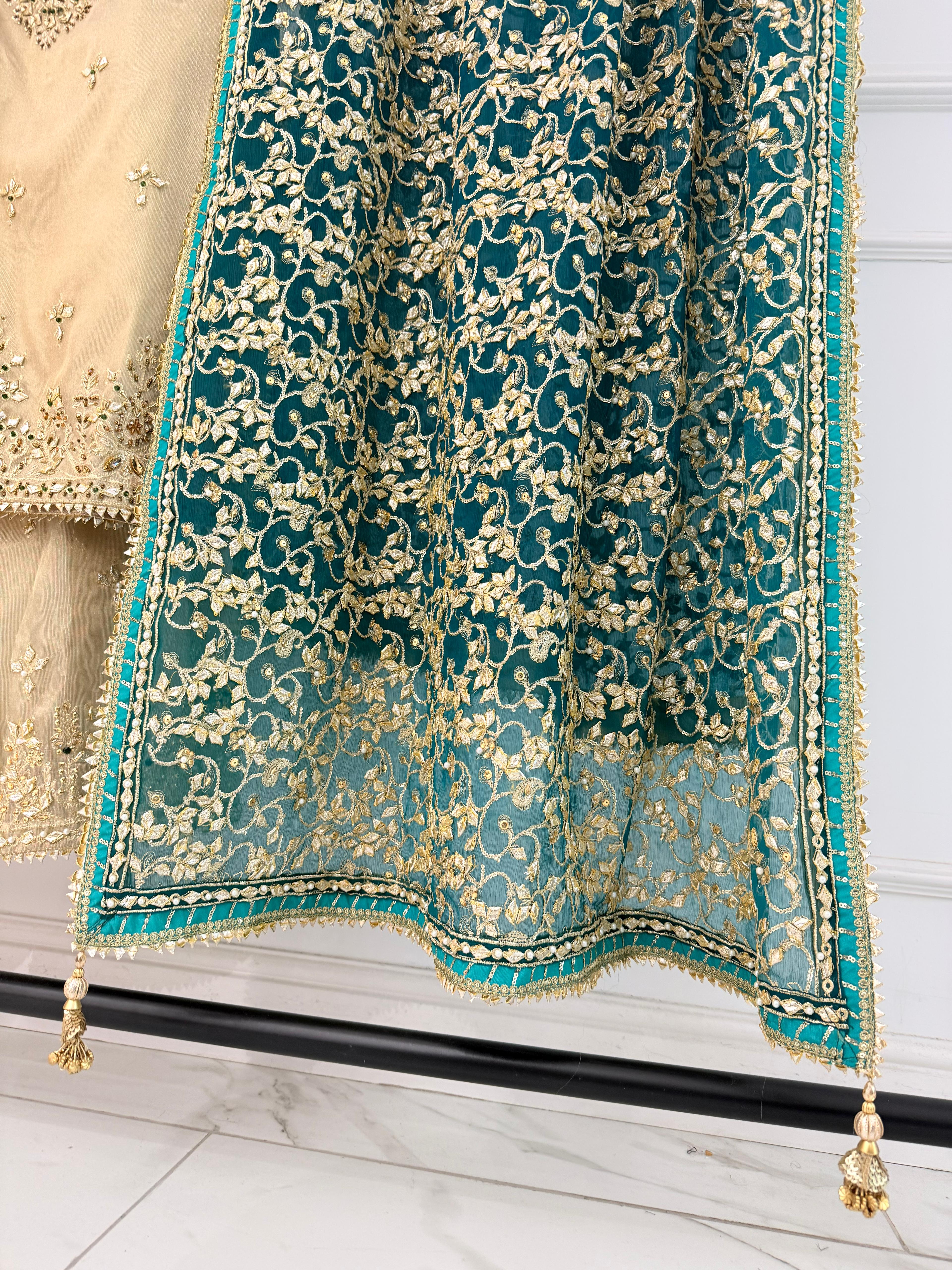 SRB3235 - Gold/Green - Sehrish B Design 2025 - Image 4