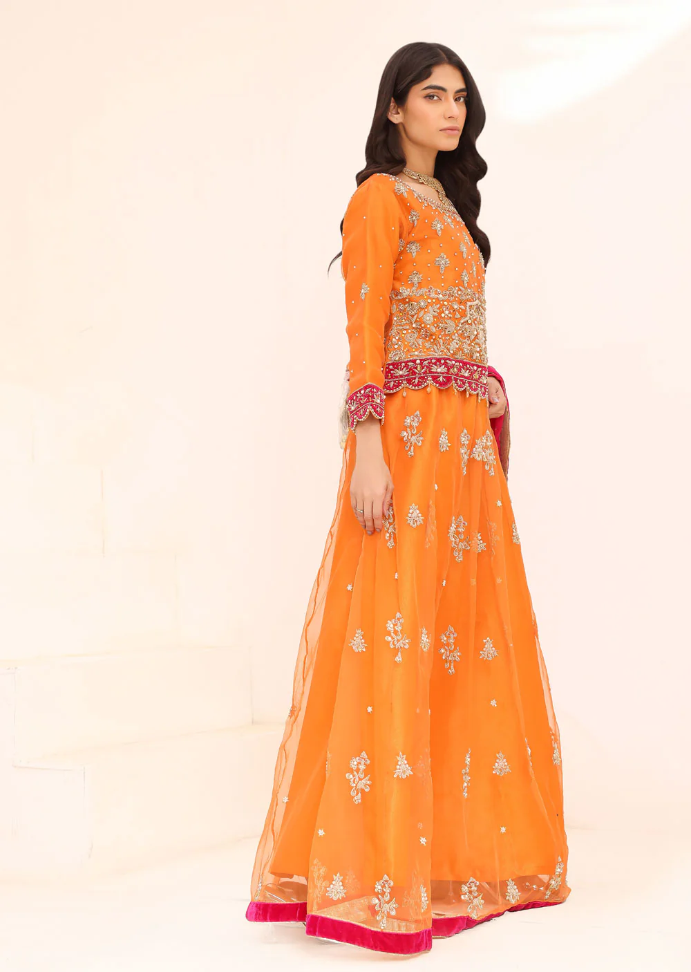 SRB903 Samartaj Orange Lengha Choli by Sehrish B - Image 2