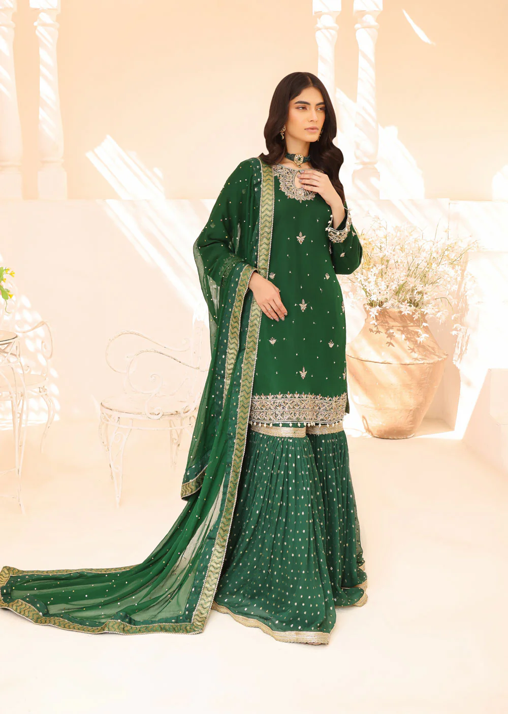 SRB904 Zubaan Green Ghararah Outfit by Sehrish B