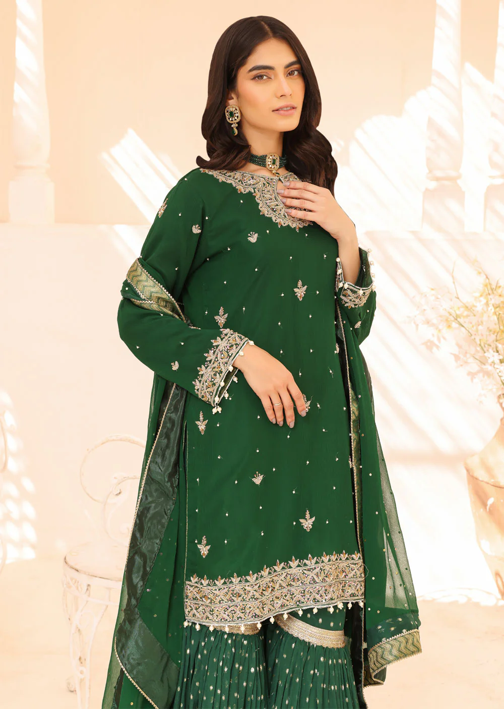 SRB904 Zubaan Green Ghararah Outfit by Sehrish B - Image 4