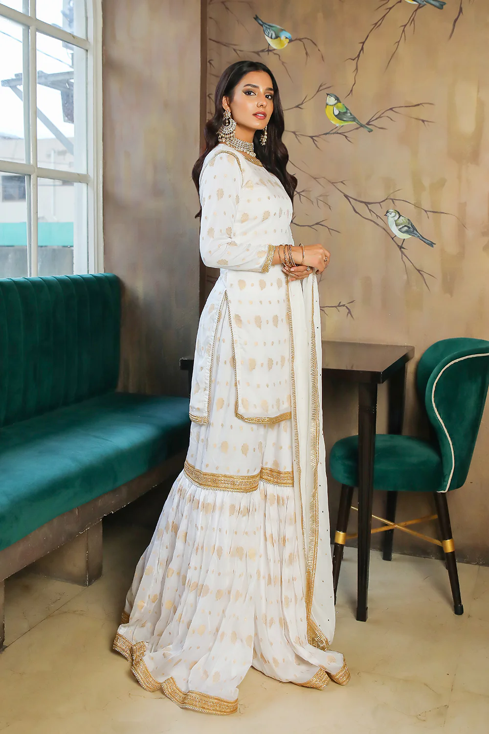 SRB9942 - Rang - White Sehrish.B Designer - Image 2