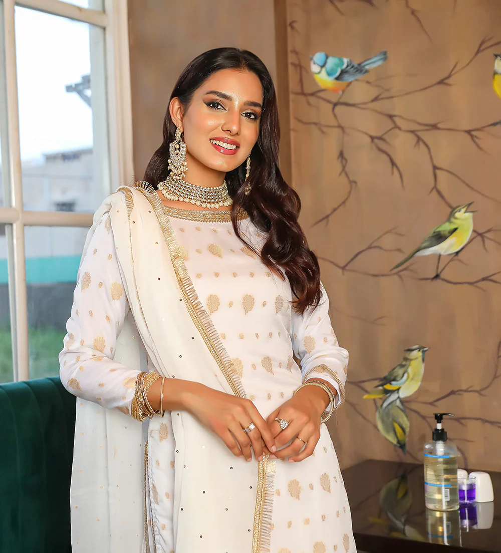SRB9942 - Rang - White Sehrish.B Designer - Image 3