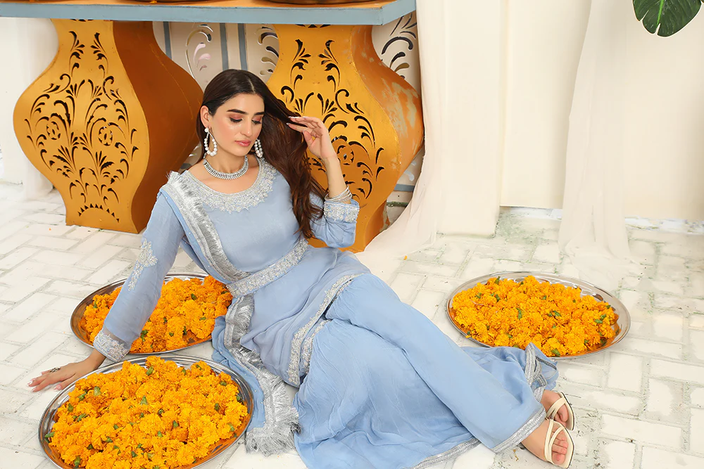 SRB9949 - Daniya - Blue Sehrish.B Designer - Image 4