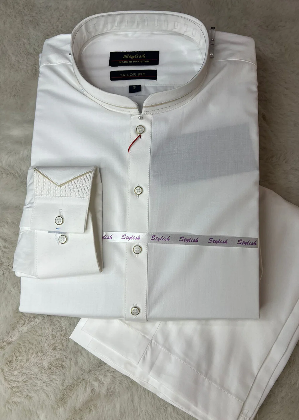 TF-1107 Mens Off White Kameez Trouser suit