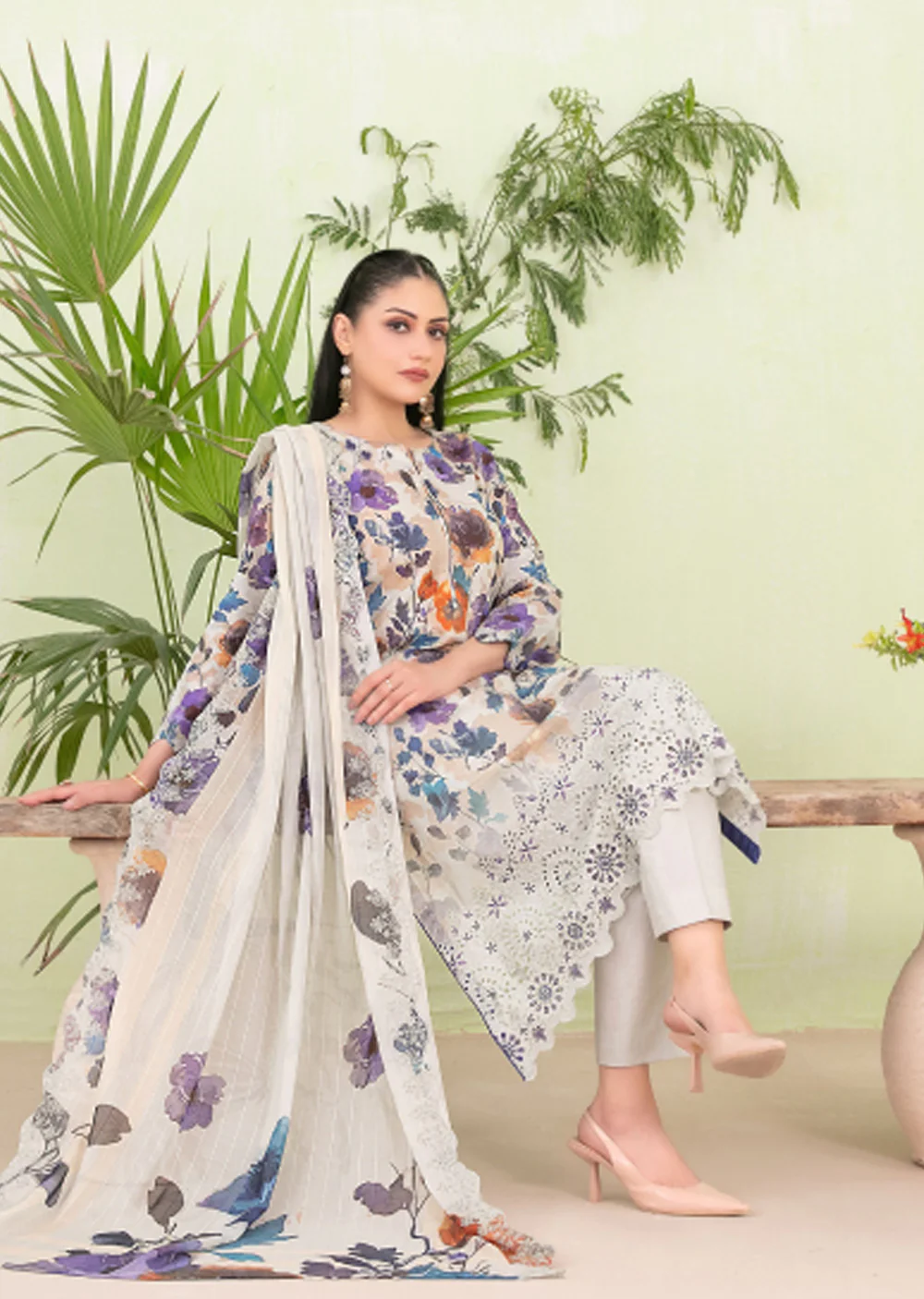 TWD-1718- ReadymadeErva Tawakkal Lawn Suit - Image 2