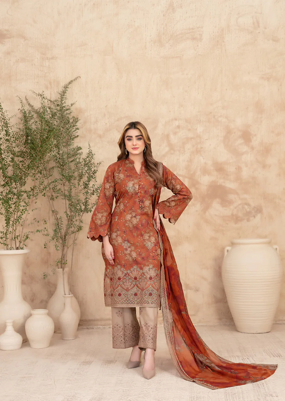 TWD-3493 MERRACHI Digital Printed Fancy Lawn 3-Piece Suit