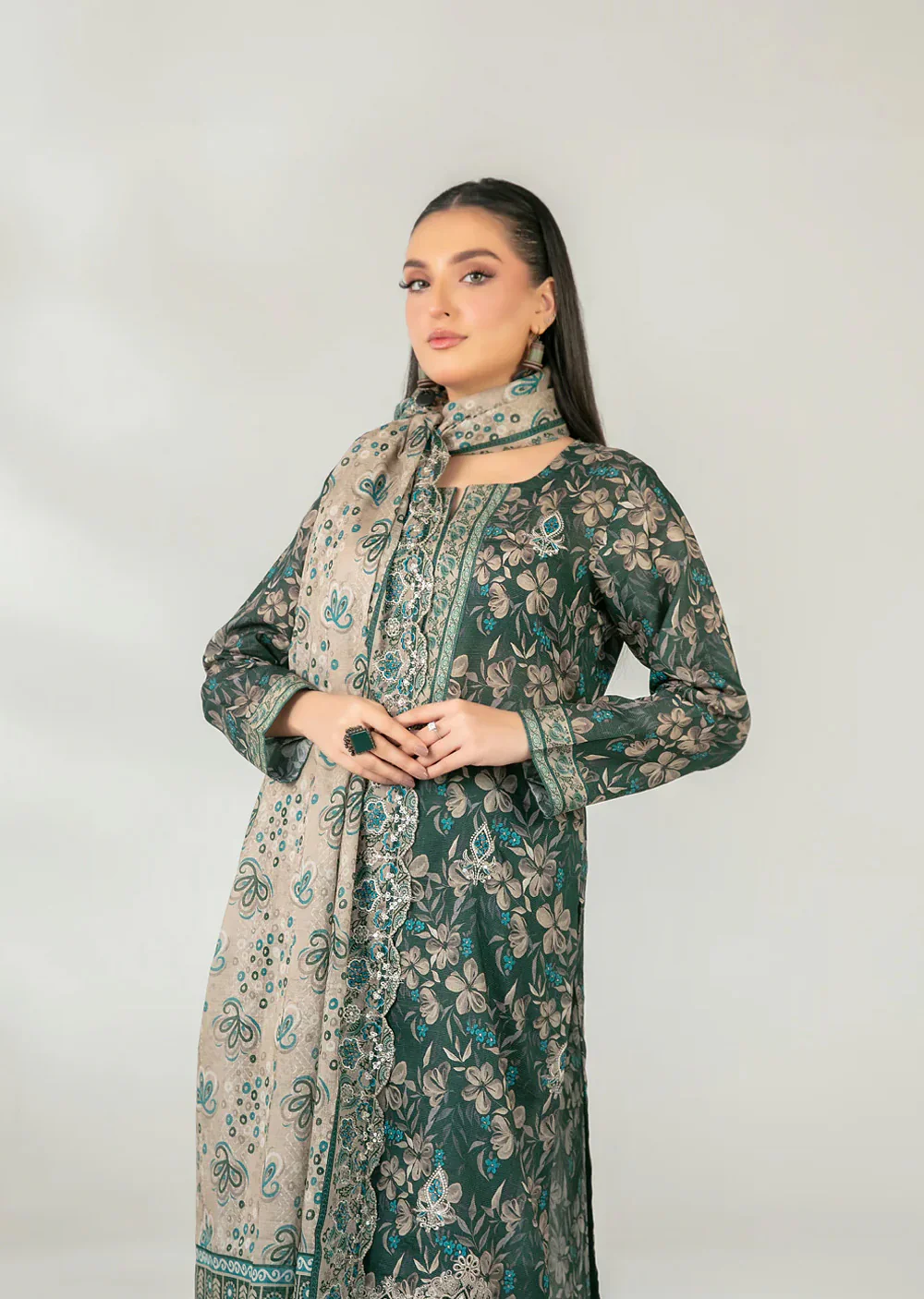 TWD-3767 Embroidered Digital Printed Fancy Lawn 3-Piece Suit - Image 3
