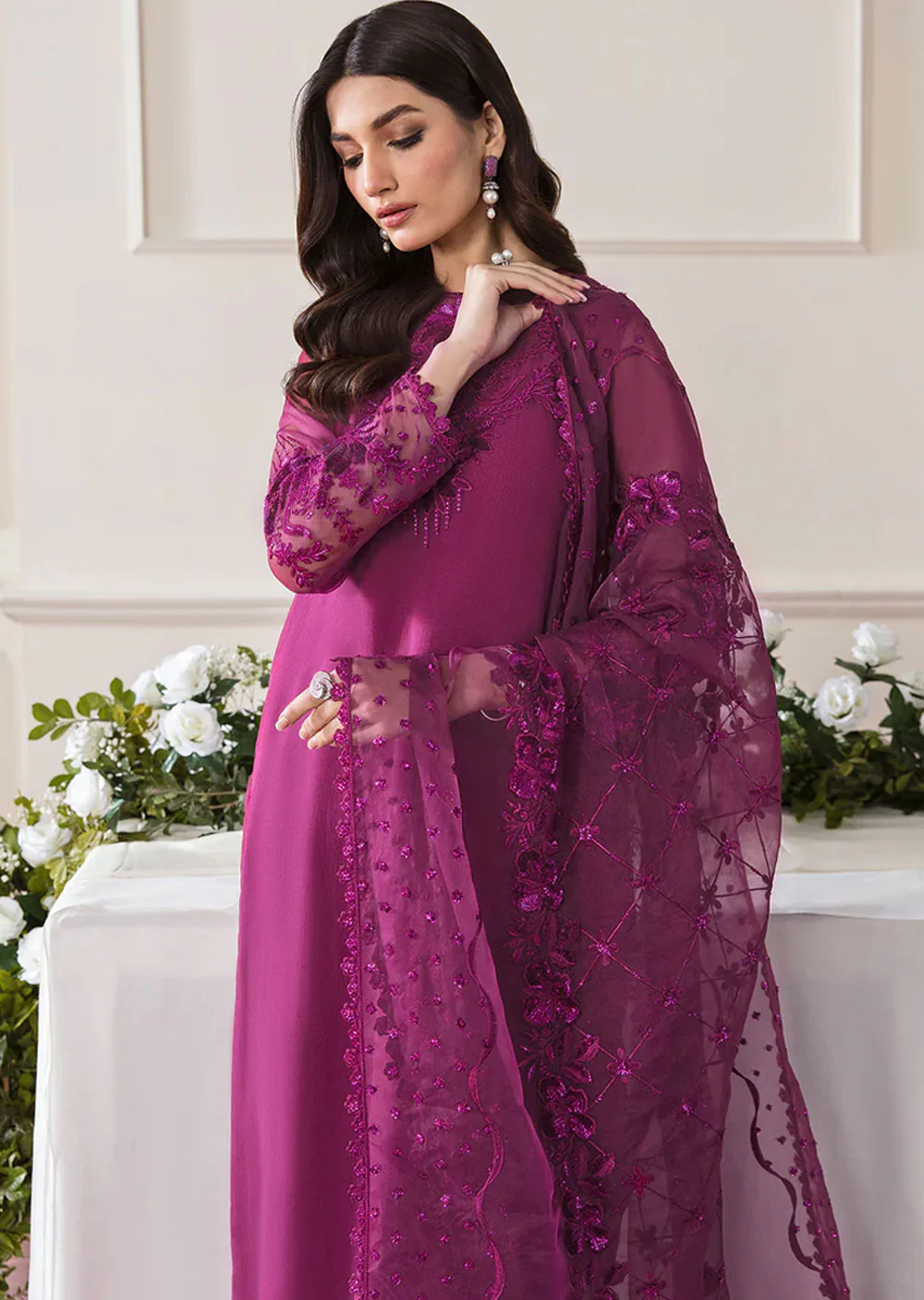 UF-291 - Readymade - Baroque Embroidered Chiffon Suit 2024 - Image 3