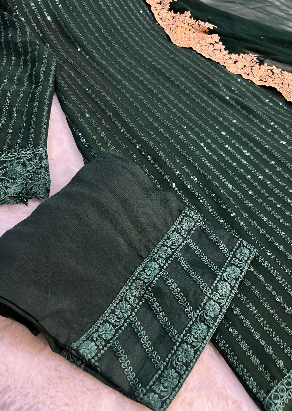 UMR901 Rixos - Green Memsaab Formal Chiffon Suit - Image 5