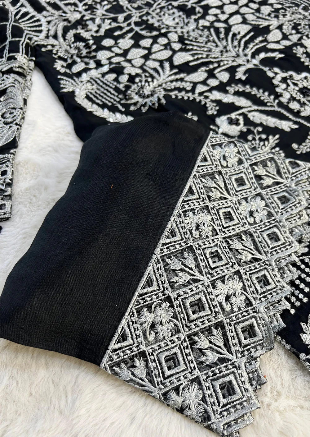 UMR902 - Black Memsaab Formal Chiffon Suit - Image 8
