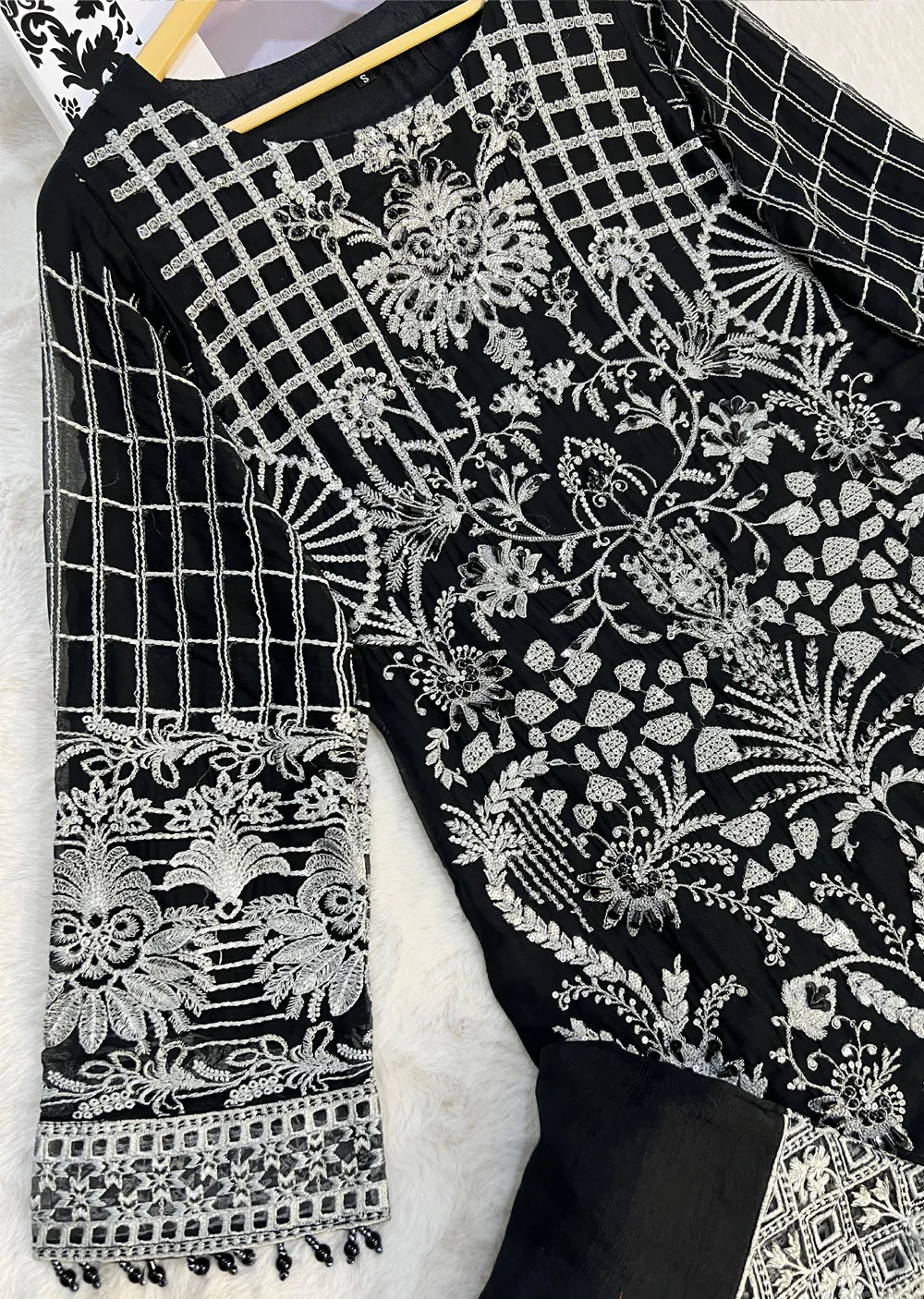 UMR902 - Black Memsaab Formal Chiffon Suit - Image 9
