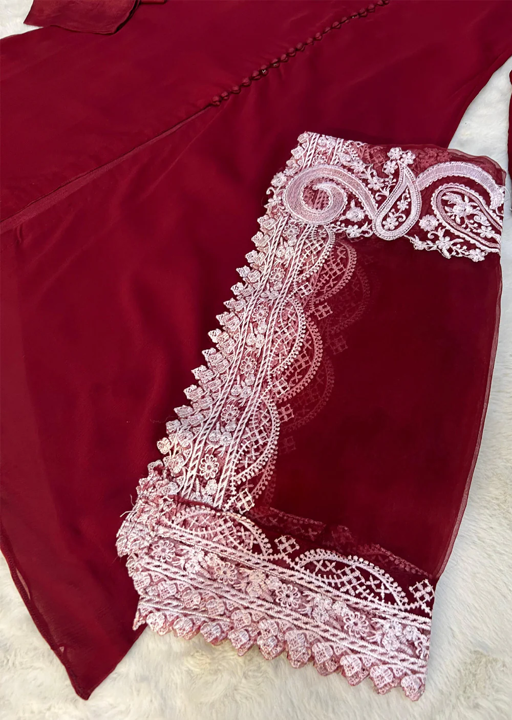 UMR904 - Maroon Memsaab Formal Chiffon Suit - Image 4