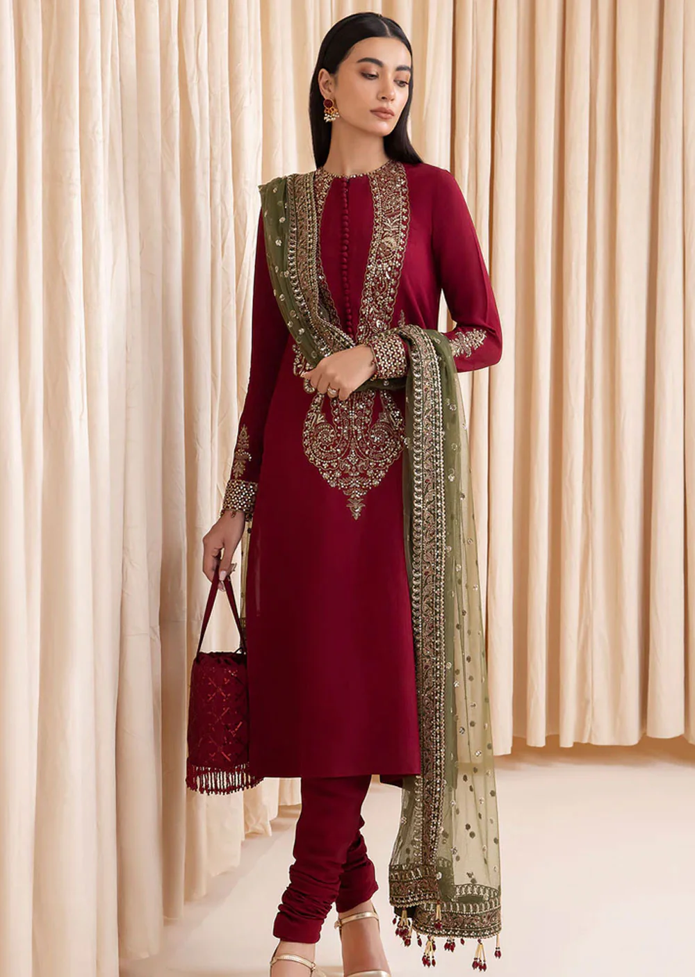 UR-7004 - Readymade - Embroidered Suit by Jazmin 2024
